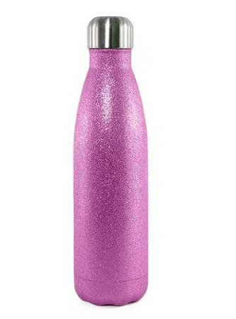 Garrafa Térmica para Sublimação Glitter Pink com Parede Dupla - 500ml