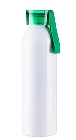 Squeeze de Alumínio Branco Tampa Sport Verde para Sublimação - 650ml