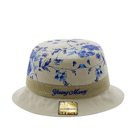 CHAPEU YOUNG MONEY BUCKET HAT FLORAL BLUE
