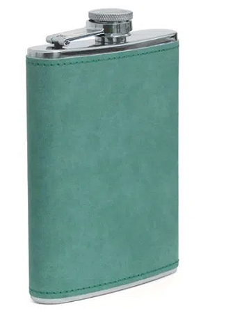 Cantil de Aço Inox com Capa em Courino Verde para Sublimação - 240ml