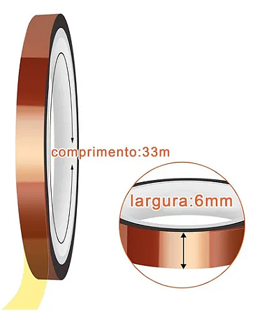 Fita Adesiva Térmica 6mm x 33mts - Marron