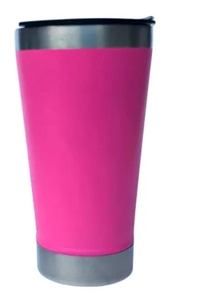 Copo Térmico para Laser Aço Inox com Tampa Acrílica Rosa Chiclete Fosco -  350ml - socd-mob