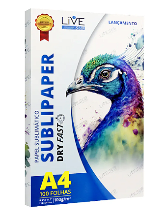 Papel para Sublimação LIVE SUBLIPAPER DRY FAST A4 100g - 100 Folhas