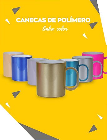 CANECA DE POLÍMERO COLOR - OURO PEROLIZADO P/ SUBLIMAÇÃO