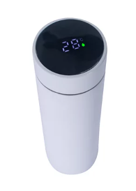Garrafa Térmica Para Sublimação de Inox Com Infusor E Display de Temperatura Branca Fosca 400ml