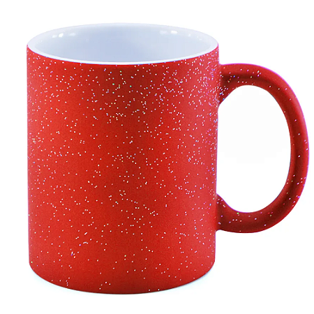 Caneca Mágica em Cerâmica para Sublimação - Vermelha Glitter Colorido (Muda de Cor)