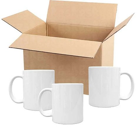 Caneca de Cerâmica Branca Classe A - Primeira Linha Importada - Metalnox 19874 - 12 Unidade