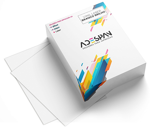 Vinil Adesivo para Impressão Laser Branco Brilho 10 Folhas A4 210x297 Adespam