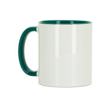 Caneca para Sublimação de Cerâmica Branca com Alça e Interior Verde Escuro - 1 Unidade