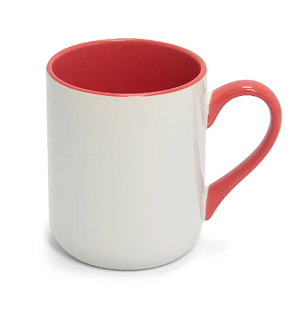Caneca Imperial Cerâmica Branca para Sublimação com Alça e Interior Colorido Rosa - 325ml