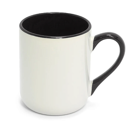 Caneca Imperial Cerâmica Branca para Sublimação com Alça e Interior Colorido Preto - 325ml