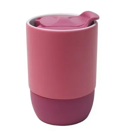 Copo de Cerâmica Rosa Fosco para Sublimação Tampa Acrílica e Base Silicone - Rosa 325ml