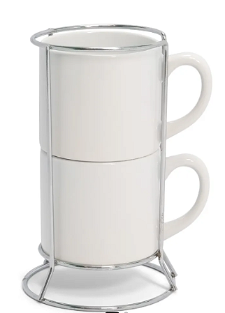 Kit 2 Xícaras London de 200ml com Suporte de Metal