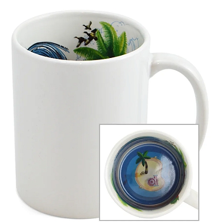 Caneca para Sublimação Branca com Interior Temático Praia - Verão Tropical