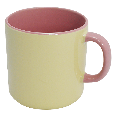 Caneca Cerâmica para Sublimação Alça Meia Lua Rosa - 380ml