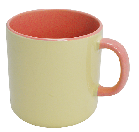 Caneca Cerâmica para Sublimação Alça Meia Lua Rosa Bebê - 380ml
