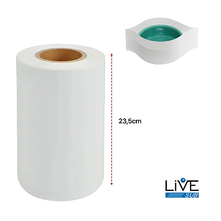 Filme Plástico Térmo Encolhível Universal para uso em Sublimação 23,5cm x 50mts