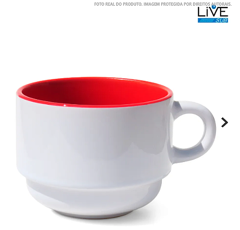 Xícara Reposição de Torre para Sublimação com Interior Colorido Vermelho - 180ml