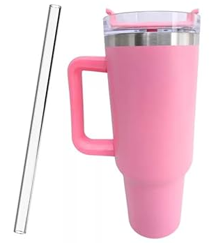 Copo Térmico Titan para Sublimação Aço Inox Pink Fosco com Tampa em Acrílico e Canudo - 1200ml