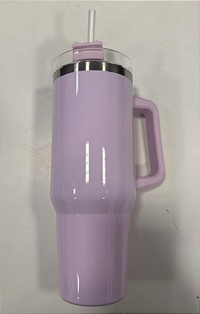 Copo Térmico Titan para Sublimação Aço Inox Rosa Bebê Brilho com Tampa em Acrílico e Canudo - 1200ml