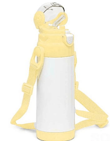 Garrafa Térmica para Sublimação em Aço Inox com Parede Dupla Infantil Tampa Amarela - 350ml