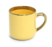 Caneca Imperial Cerâmica Amarela para Sublimação com Alça e Borda Cromado Ouro - 400ml