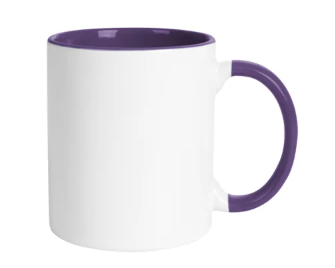 Canecas de Cerâmica Branca Para Sublimação Com Interior/Alça Roxa de 325ml