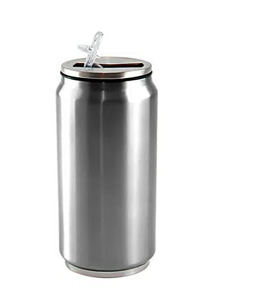 Lata Térmica para Sublimação em Aço Inox Prata com Parede Dupla - 300ml