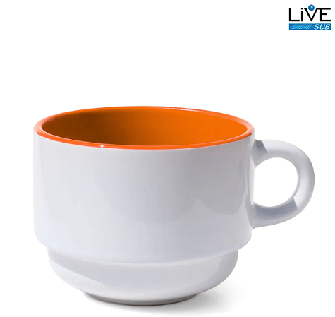 Xícara Reposição de Torre para Sublimação com Interior Colorido Laranja - 180ml