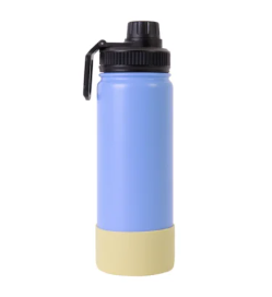 Garrafa Térmica Para Sublimação de Inox Azul Fosca Com Base de Silicone Amarela de 500ml