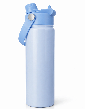 Garrafa Térmica para Sublimação Tampa 2 bicos Cantil Azul - 650ml