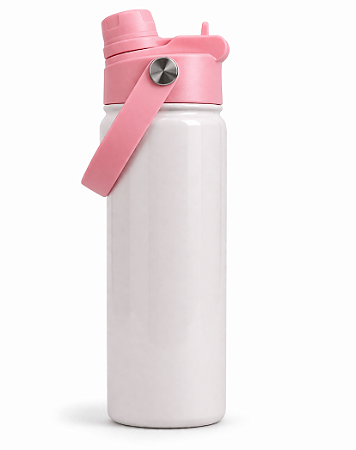 Garrafa Térmica para Sublimação Tampa 2 bicos Cantil Rosa - 650ml