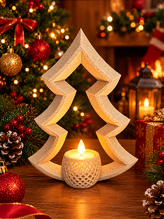 Árvore de Natal Decorativo 20cm Porta-Velas