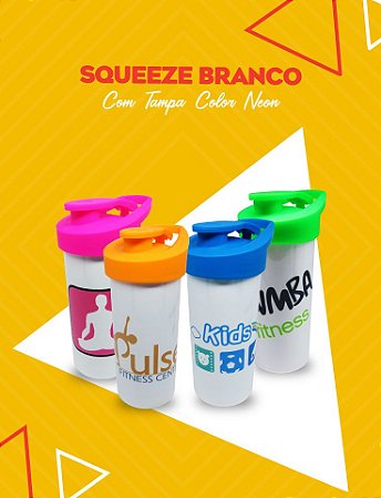 SQUEEZE DE POLÍMERO - BRANCO TAMPA ROSA  P/ SUBLIMAÇÃO 500ml