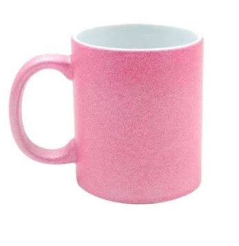 Caneca para Sublimação de Cerâmica Glitter Rosa Bebê Importada