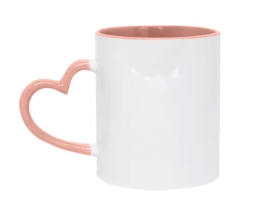Caneca Love Branca para Sublimação com Alça e Interior Rosa bebê - 1 Unidade