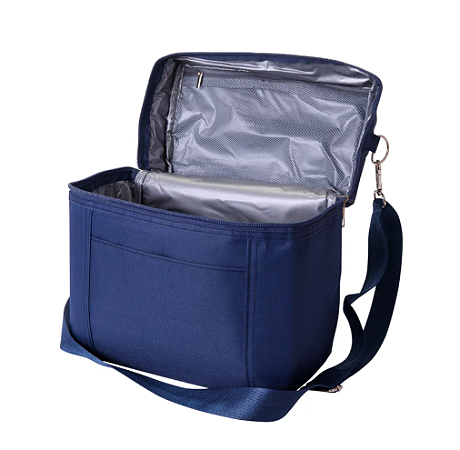 Bag Térmica Azul Com Alça Ajustavél E Bolso Frontal Preta de Poliéster 7,5l