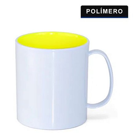 Caneca Polimero Branco Interno Amarelo