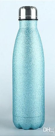 Garrafa Térmica para Sublimação Glitter Azul Tiffany com Parede Dupla - 500ml