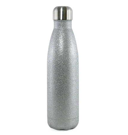 Garrafa Térmica para Sublimação Glitter Prata com Parede Dupla - 500ml