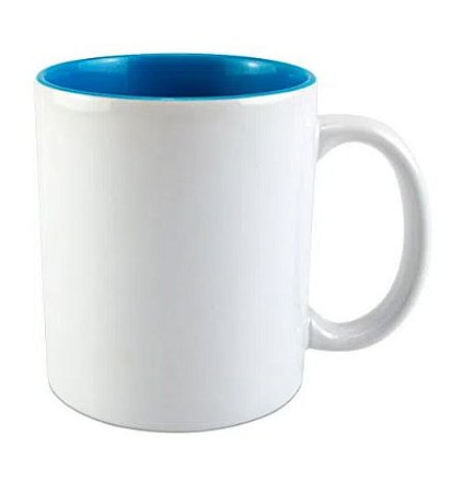 Caneca para Sublimação de cerâmica Branca com Interior Azul