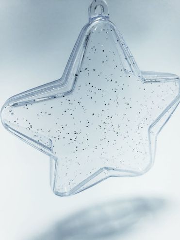 Bola de natal acrilica modelo estrela com Glitter - personalizavel. 7,0 cm Pct 10un