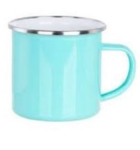 Caneca 12oz Esmaltada Verde Claro Com Borda Prata - 360ml