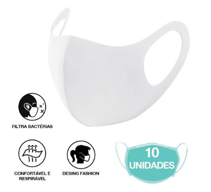 10 Máscara Facial Neoprene Adulto - Branca