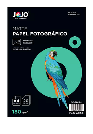 Papel Fotográfico Matte (Fosco) A4 180g - 20 Folhas - 1 Pacote - Marca Jojo