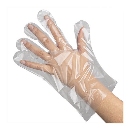 Luva Plástica Descartável Pacote com 100 und