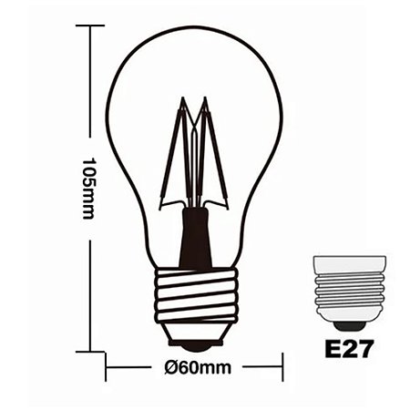 Lâmpada Filamento Led Retrô Pera A60 Âmbar 2200K E27 4W Bivolt