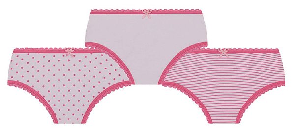 Kit 3 Calcinhas Infantil Lobinha Básica Rosa Lupo