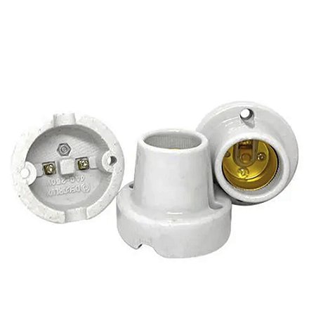Bocal/Soquete E27 Fixo de Teto de Porcelana 4A 250V