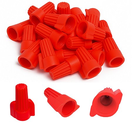 Terminal Conector de Torção com Borda 3 x 6,0 mm Vermelho - Pacote 50 Unidades